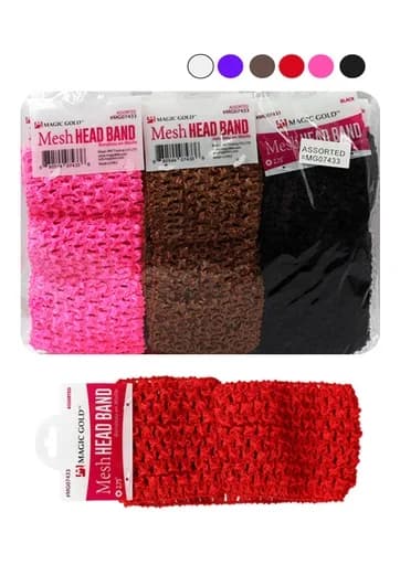Magic Gold Mesh Head Band Assorted #MG07433 -dz