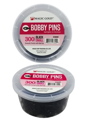 Magic Gold 300 bobby Pins -Black #3600 (Small) -Jar